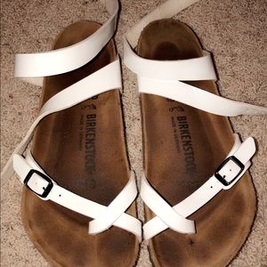 White ankle wrapping birkenstocks